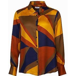 Seidensticker Damesblouse, modieuze blouse, regular fit, hemdblousekraag, lange mouwen, 100% viscose, blauw, 38