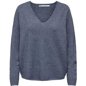 Bestseller A/S Dames ONLRICA Life L/S V-hals Pullo KNT NOOS trui, Vintage Indigo/Detail:Melange, XS, Vintage Indigo/Detail:melange, XS
