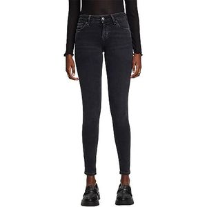 ESPRIT Skinny jeans met gemiddelde taillehoogte, Black Rinse, 30W x 32L
