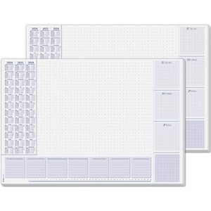 SIGEL HO355 Papieren bureauonderlegger, met 3-jarige kalender en weekplanner (2024/25/26), A2 (59,5 x 41 cm) 80 g/m², 30 vellen, 2 stuks.