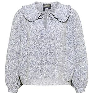 DreiMaster Vintage Dames blouseshirt 37323504-DR05, blauw wolwit, XS, Blauw wolwit, XS