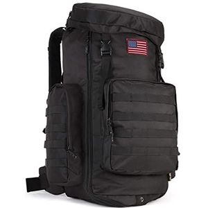 outdoor plus Extra Grote Camping Rugzak Voor Mannen, Militaire Molle Wandelen 2 Dagrugzak 60L70L85L Waterdichte Backpacken Rugzak, A1-70l/85l-zwart-58,4 cm Hoog, A-70L+15L-23"" High, Rugzak