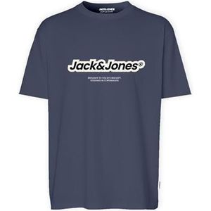 JACK & JONES JORVESTERBRO Newton Branding Tee SS CN, Nachtschaduw Blue/Print:jj, S