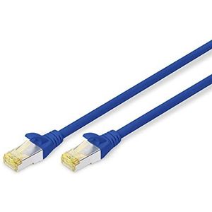 DIGITUS LAN kabel Cat 6A - 10m - RJ45 netwerkkabel - S/FTP afgeschermd - Compatibel met Cat-6 & Cat-7 - Blauw