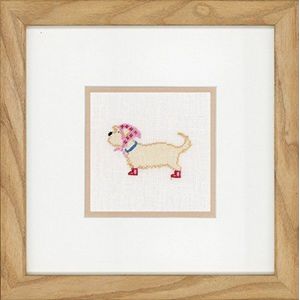 Lanarte telpatroon verpakking hond met hoofddoek kruissteekverpakking, katoen, meerkleurig, 9 x 9 x 0,3 cm