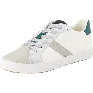 Geox D BLOMIEE C Sneakers voor dames, Optic White/DK Green, 40 EU, Optic White Dk Green, 40 EU