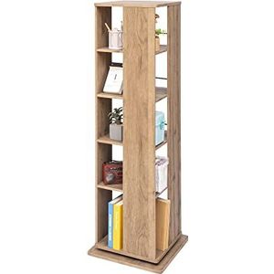 Iris Ohyama, Draaibare plank/Creative 360° draaibare plank/toren Media-displayrek en 5 planken, Ontwerp, Kantoor, Woonkamer - Revolving Book Shelf - RBS-5S - AsBruin