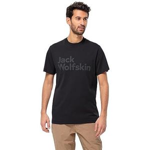Jack Wolfskin Heren Essential Logo T M T-shirt, zwart, S, Zwart, S