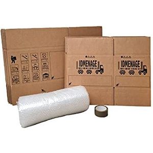 Verhuispakket: set kartonnen dozen, lijm, bubbels, voor het verhuizen van een T1 / studio.