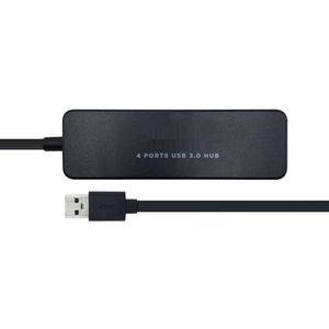 USB-hub met 4 poorten, USB 3.0 type A/M, kabel 30 cm, zwart, ideaal voor het aansluiten van meerdere apparaten op pc of laptop.
