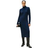 Tommy Hilfiger Dames Zachte Wol Kabel ROLL-NK LS Jurk WW0WW46429 Trui Jurk, Blauw, XXS, Blauw (Donker Nacht Marine), XXS