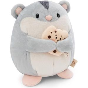 Knuffeldier Hamster Shai, 16 cm, met koekjes in geschenkdoos, 11 x 12 x 6,5 cm, grijs, knuffeldier van zacht pluche, schattig pluche dier om te knuffelen en te spelen, voor kinderen en volwassenen,