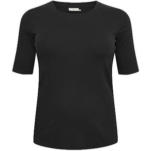 Kaffe Curve Plus-Size Halfmouwen voor dames, ronde hals, slim fit, ronde hals, Black Deep, M/Meer