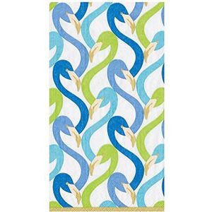 Caspari Flamingo Flock gastendoekje, blauw, papier, 15 stuks, 11 x 20 x 3 cm
