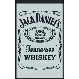 empireposter Jack Daniels - logo - inversie - grootte (cm), ca. 30 x 40 - maxi-spiegel, NIEUW - beschrijving: - Bedrukte wandspiegel met zwart kunststof frame in houtlook -