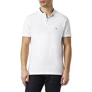 Tommy Hilfiger Heren Mao Collar Logo Slim Polo S/S, Wit, S