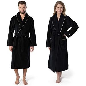 möve Homewear sjaalkraag badjas velours in maat M gemaakt van 100% katoen, zwart