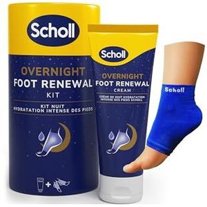 Scholl Overnight Renewal Kit, Footcare Cream 60 ml, Herbruikbare Gel Heel Mouwen 1 Paar - Hydrateren Droge Voeten, Zichtbare Resultaten in 1 Nacht, Bevat 5% Ureum en Shea Butter, Podoloog Goedgekeurd