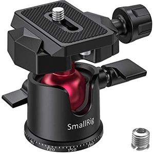 SMALLRIG Kogelkop Statiefkop 360 Graden Draaibare Panorama-kogelkop met 1/4'' Snelwisselplaat en Waterpas voor Statief, Monopod, Camera Slider, Spiegelreflexcamera - 2665