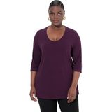 Ulla Popken - T-shirt - Zwart - Col Rond Diep - 3/4 Mouwen