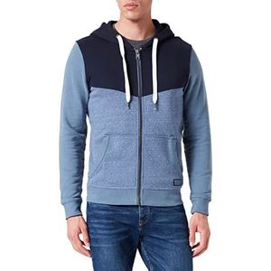 TOM TAILOR Mannen Sweatjack in Colourblocking 1033016, 30409 - China Blue Injected Stripe, M