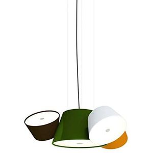 Hanglamp 5 x E14 5 W met 3 lampenkappen en diffuser van plexiglas, model Tam Mini, grijs/bruin, 66 x 57,5 x 26 cm (A633-011 47)