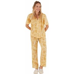 women'secret Lange overhemdpyjama bloemen geel, Gele print, L