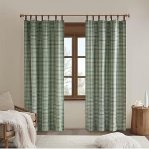 Madison Park Anaheim Cabin geruite gordijnvenster, thermisch geïsoleerde fleece voering, woonkamer decor lichtblokkerende gordijnen voor slaapkamer, 1-enkel paneel pakket, 127 x 213 cm faux lederen