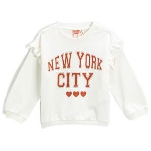 Koton Babygirl Ruffled sweatshirt bedrukt lange mouwen ronde hals geborsteld interieur, ecru(010), 2-3 jaar