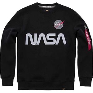 ALPHA INDUSTRIES NASA Reflective Sweater met capuchon voor heren, zwart, S