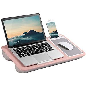 LapGear Thuiskantoor schootbureau met apparaatrand, muismat en telefoonhouder - roze - geschikt voor laptops tot 15,6 inch - stijlnr. 91584