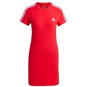 adidas Dames Essentials 3-Stripes Single Jersey Getailleerde T-shirtjurk, XXS, Beter Scarlet, XXS