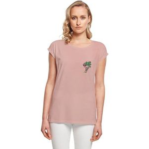 Mister Tee Mt10678-Dames Flamingo Extended Shoulder Tee T-shirt, Duskrose, L Dames, Duskrose, L