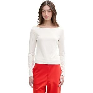 TOM TAILOR Denim T-shirt met lange mouwen voor dames, 10332 - Off White, XXL