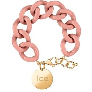ICE - Jewellery - Chain bracelet - Clay - Roze XL mesh armband voor vrouwen met gouden medaille (020350)