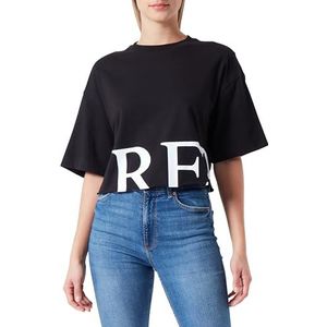 Replay Dames Cropped T-shirt korte mouwen Pure Logo Collectie, 098 Black, S