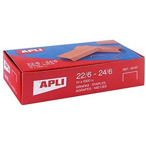 APLI 18964 – verpakking met 10.000 nietjes van verzinkt koper, nr. 22/6 – 24/6 – 10 dozen à 1000 nietjes