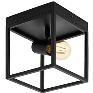 EGLO Silentina Plafondlamp, 1 lichtpunt, modern, industrieel van staal, woonkamerlamp in zwart, keukenlamp, hallamp, plafond met E27-fitting