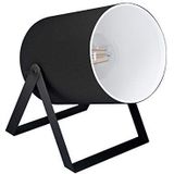 EGLO Tafellamp Villabate 1, 1-lichts tafellamp vintage, modern, bedlampje van staal en textiel, woonkamerlamp in zwart, wit, lamp met schakelaar, E27-