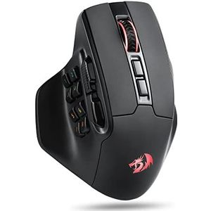 Redragon M811 PRO MMO draadloze gamingmuis, 15 programmeerbare RGB-toetsen met natuurlijke ergonomische grip, 10 zijmacrotoetsen, software ondersteunt doe-het-zelf toetsenborden en
