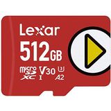 Lexar PLAY 512GB Micro SD Kaart, microSDXC UHS-I Geheugenkaart, Tot 150 MB/s Lezen, Compatibel met Nintendo Switch, Draagbare Gaming-apparaten, Smartphone en Tablet (LMSPLAY512G-BNNAG)