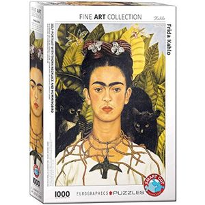 Zelfportret met doornhalsband en kolibrie door Frida Kahlo 1000-delige puzzel