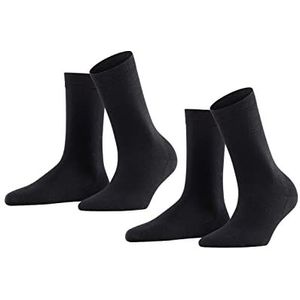 FALKE Dames Sokken Softmerino 2-Pack W SO Wol Katoen eenkleurig Multipack 2 Paar, Zwart (Black 3009), 37-38