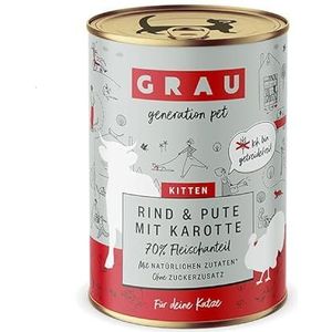 GRAU - het origineel - Natvoer voor katten - Kitten - Rundvlees, kalkoen & wortel, 6 verpakking (6 x 400 g), graanvrij, voor kittens
