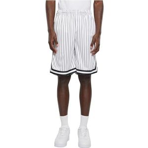 Urban Classics Heren Shorts Gestreept Mesh Shorts White/Black 4XL, wit/zwart, 4XL