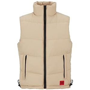 HUGO Baltino2321 Waterafstotend slimfit vest voor heren, met rood logo-etiket, Lichtbeige 274, L