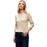 Street One - Lanea - Dames Basic Shirt - Beige - Lange Mouwen