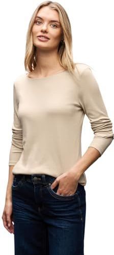 Street One - Lanea - Dames Basic Shirt - Beige - Lange Mouwen