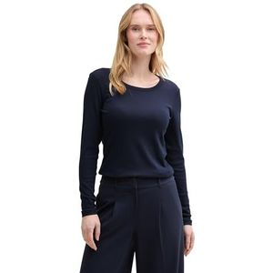 TOM TAILOR Basic shirt met lange mouwen voor dames met, 10668 - Sky Captain Blue, L
