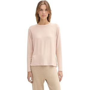 TOM TAILOR Denim T-shirt met lange mouwen voor dames, 19663 - Light Camel Melange, L